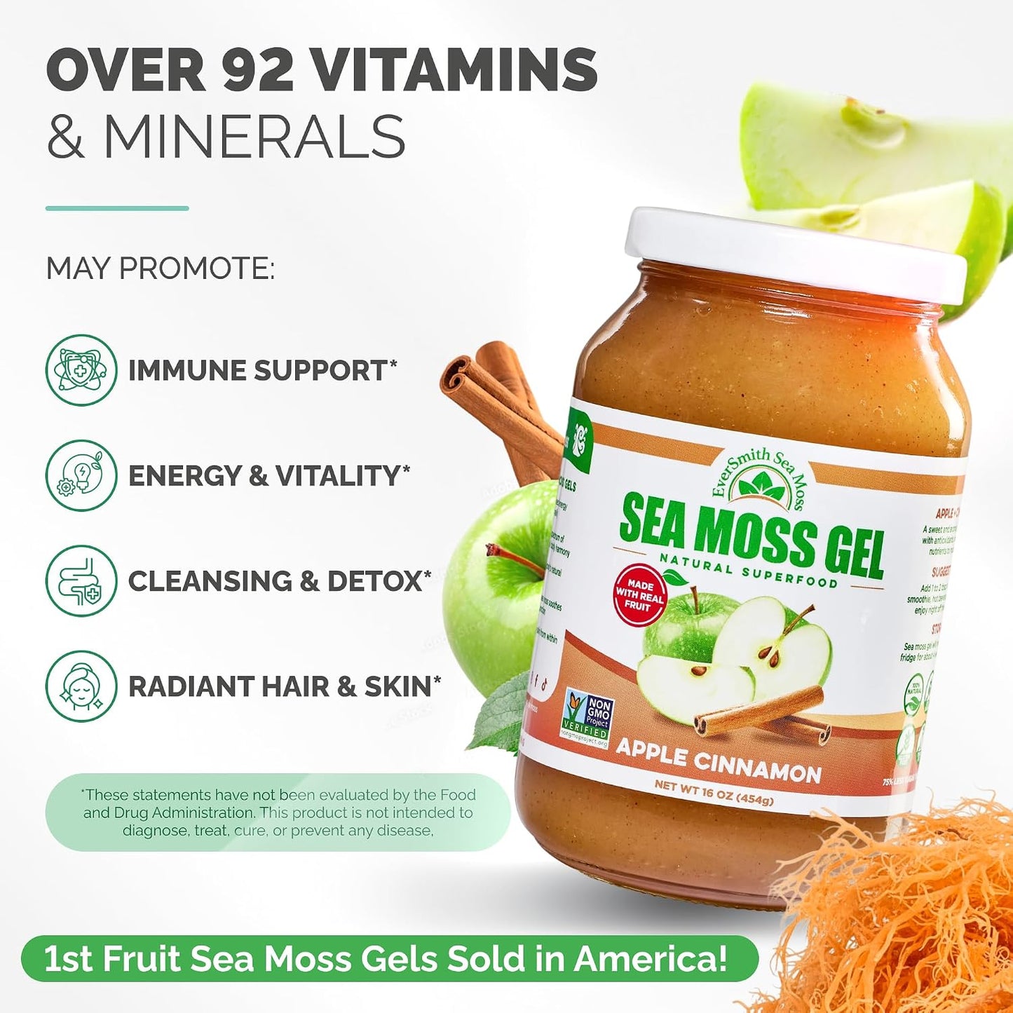 Wildcrafted Irish Sea Moss Gel – Apple Cinnamon (1 Jar) - görsel 3