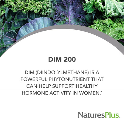 NaturesPlus PRO DIM 200 mg - 60 Capsules - Supports Healthy Oestrogen Levels - Non-GMO, Vegan & Gluten-free - 30 Servings