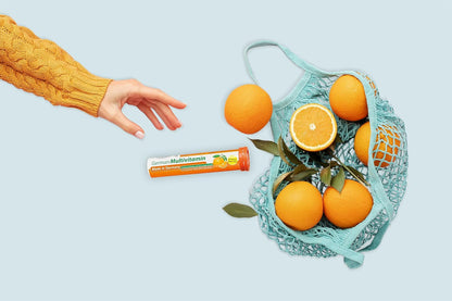 T&D German Multivitamin 10 Vitamins - 40 Vegan Drink Effervescent Tablets - Orange Flavour - Made in Germany