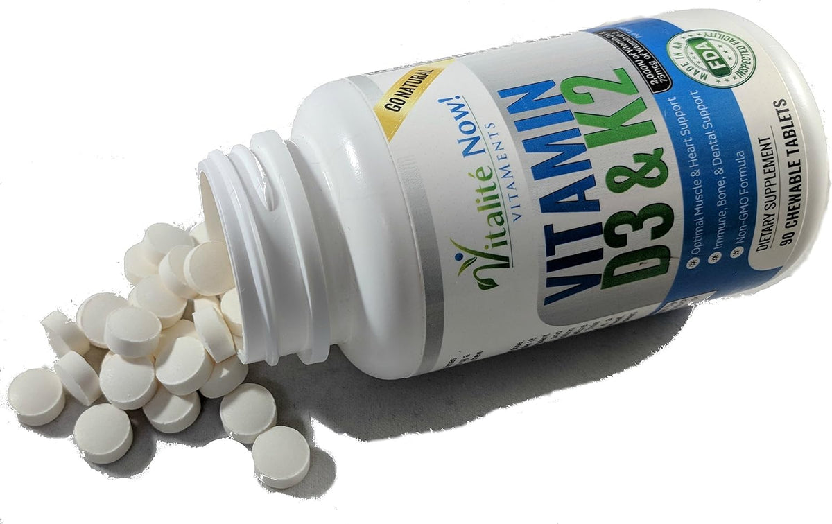 Vitalité Now! Vitamin D3 2000 IU + K2 MK7 Chewable Tablets - Cherry Flavour - 90 Tablets - görsel 4