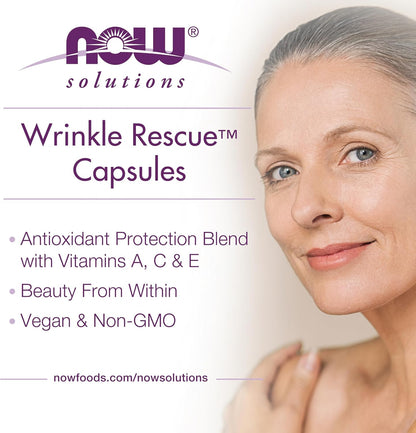 NOW Foods Solutions Wrinkle Rescue Capsules - Targeted Blend with Vitamins A, C and E