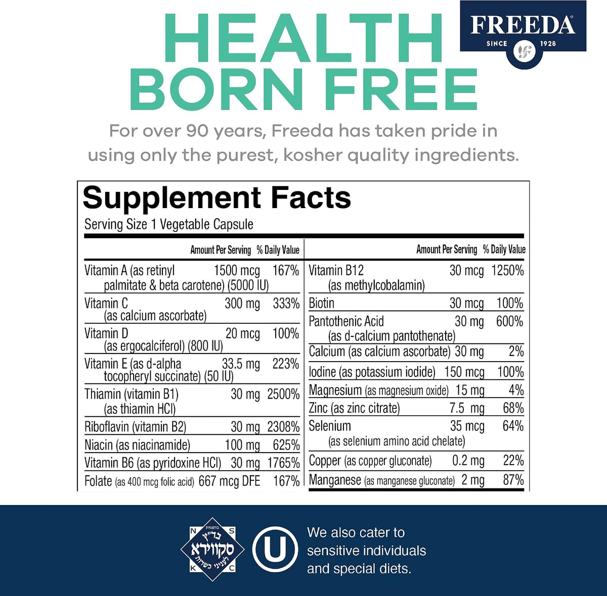 FREEDA One Daily Multivitamin Without Iron – Quintabs-M Iron-Free – Complete Daily Vitamins (250 Capsules) - görsel 3