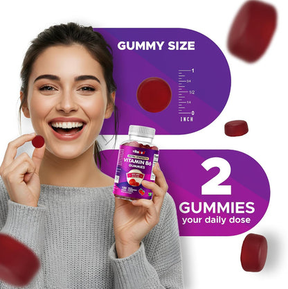 Vitabod Extra Strength Vitamin B6 Gummies 100mg – 180 Pectin-Based Gummies – Supports Energy Metabolism and Nervous System Health – Non-GMO