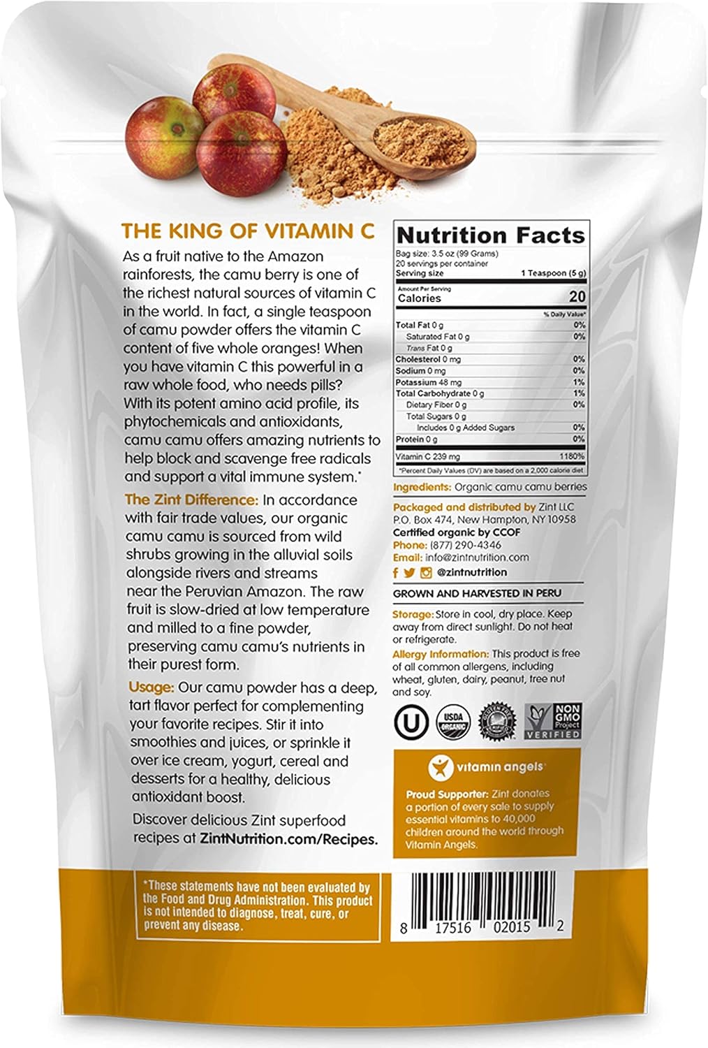 Camu Camu Powder, Natural Vitamin C by Zint: Raw Organic Antioxidant Superfood - Immune Support & Anti-Ageing - Non-GM, Super Vitamin C Berry (100 g) - görsel 7