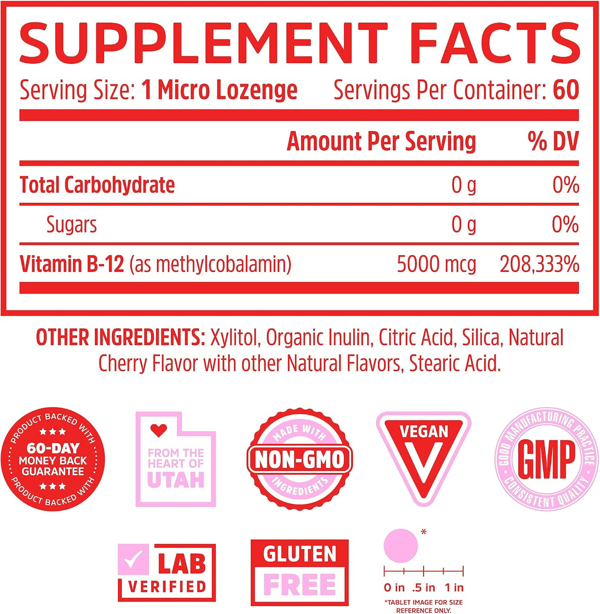 Zhou Methyl B12 - Methyl B-12 Supplement for Adults, Vitamin B12 5000 mcg, Vegan Friendly, Energy Metabolism and Nervous System Support, Methylcobalamin - 60 Micro Lozenges - görsel 2