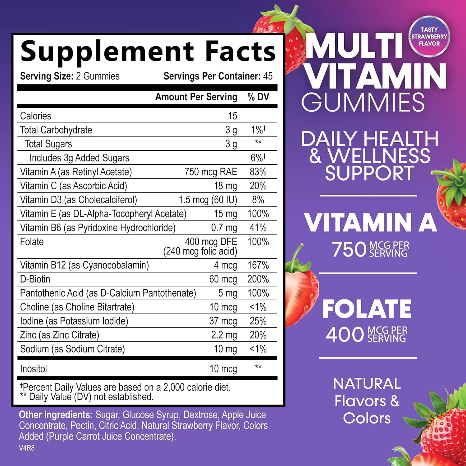 Multivitamin Gummies for Adults - Daily Adult Multivitamins Gummy with Vitamins A, C, D, B12 for Women & Men, Immune Support Supplement - 90 Gummies - görsel 2