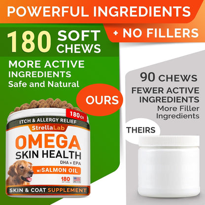 STRELLALAB Omega-3 Salmon Oil Dog Chews (180 Chews)
