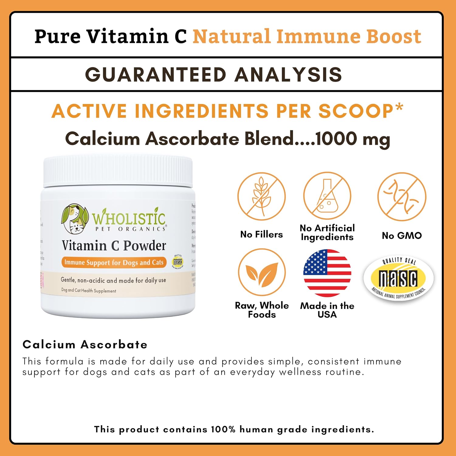 Wholistic Pet Organics Vitamin C Powder for Dogs & Cats - Allergy & Itch Relief - Immune Support - 113 g (113 Servings) - görsel 6