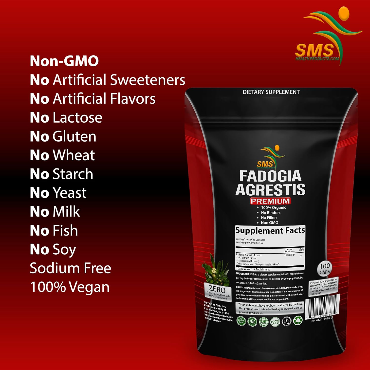 Fadogia Agrestis Extract Capsules – High Strength 1,000mg Serving – Organic, Non-GMO, Third Party Tested – 100 Vegetable Capsules - görsel 3