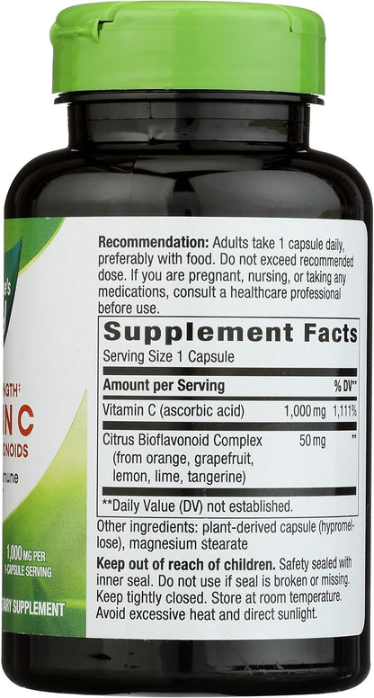 Nature's Way Extra Strength Vitamin C with Bioflavonoids - 1,000 mg, 100 Vegan Capsules
