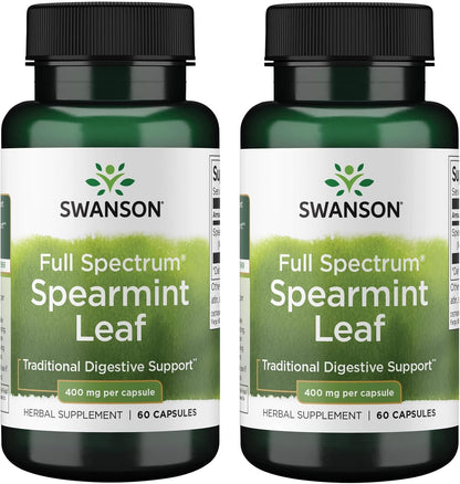 Swanson Spearmint Leaf Full Spectrum 400mg – 2 x 60 Capsules (120 Capsules Total)