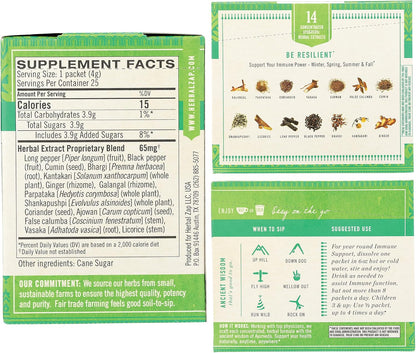 Herbal Zap! Immune Support Supplement Powder – Ayurvedic Herbal Blend, 25 Packets (4g each)