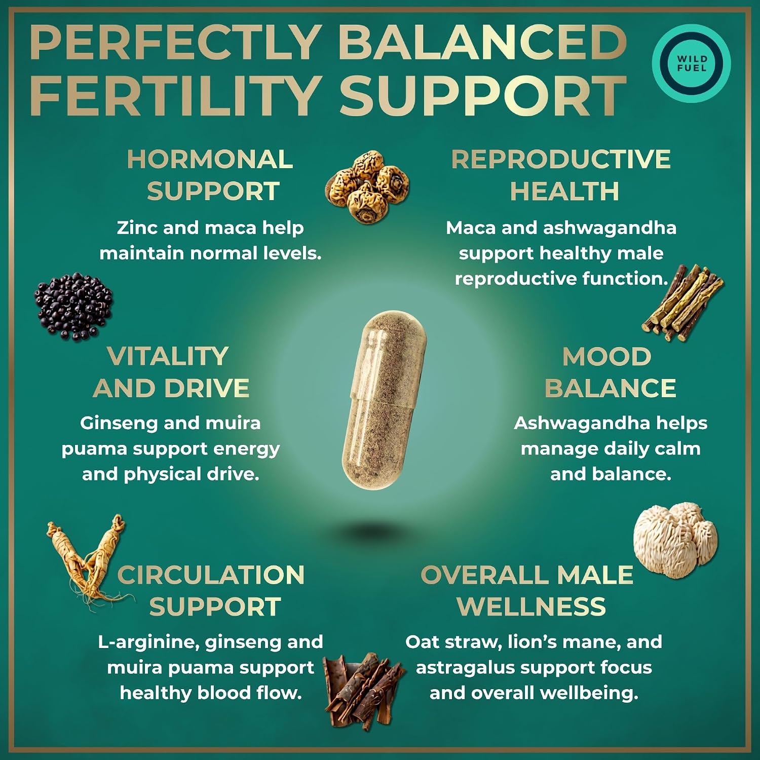 Wild Fuel Male Fertility Supplements – Maca Root, Ashwagandha, Zinc & Natural Ingredients - görsel 4
