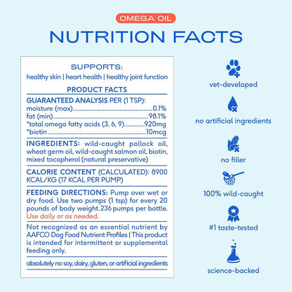 Native Pet Omega-3 Fish Oil for Dogs & Cats – Wild Alaskan Salmon Oil – Supports Skin, Coat and Joints – Fast-absorbing Liquid – 473 ml
