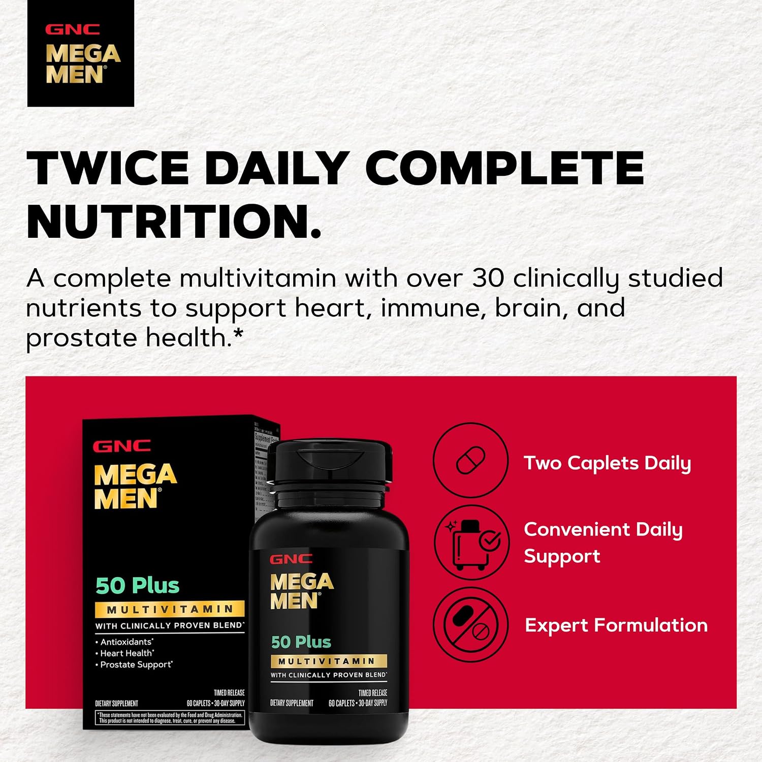 GNC Mega Men 50 Plus Multivitamin Caplets for Men Over 50 - görsel 3
