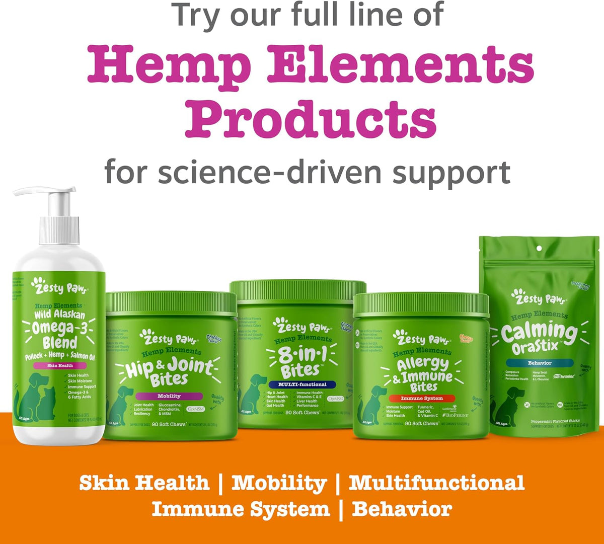 Zesty Paws OraStix for Dogs - Probiotic Sticks with Hemp Seed, Curcumin, Ginger Root, Taurine - Supports Gut Function, Immune System and Dental Health - 12oz - görsel 7
