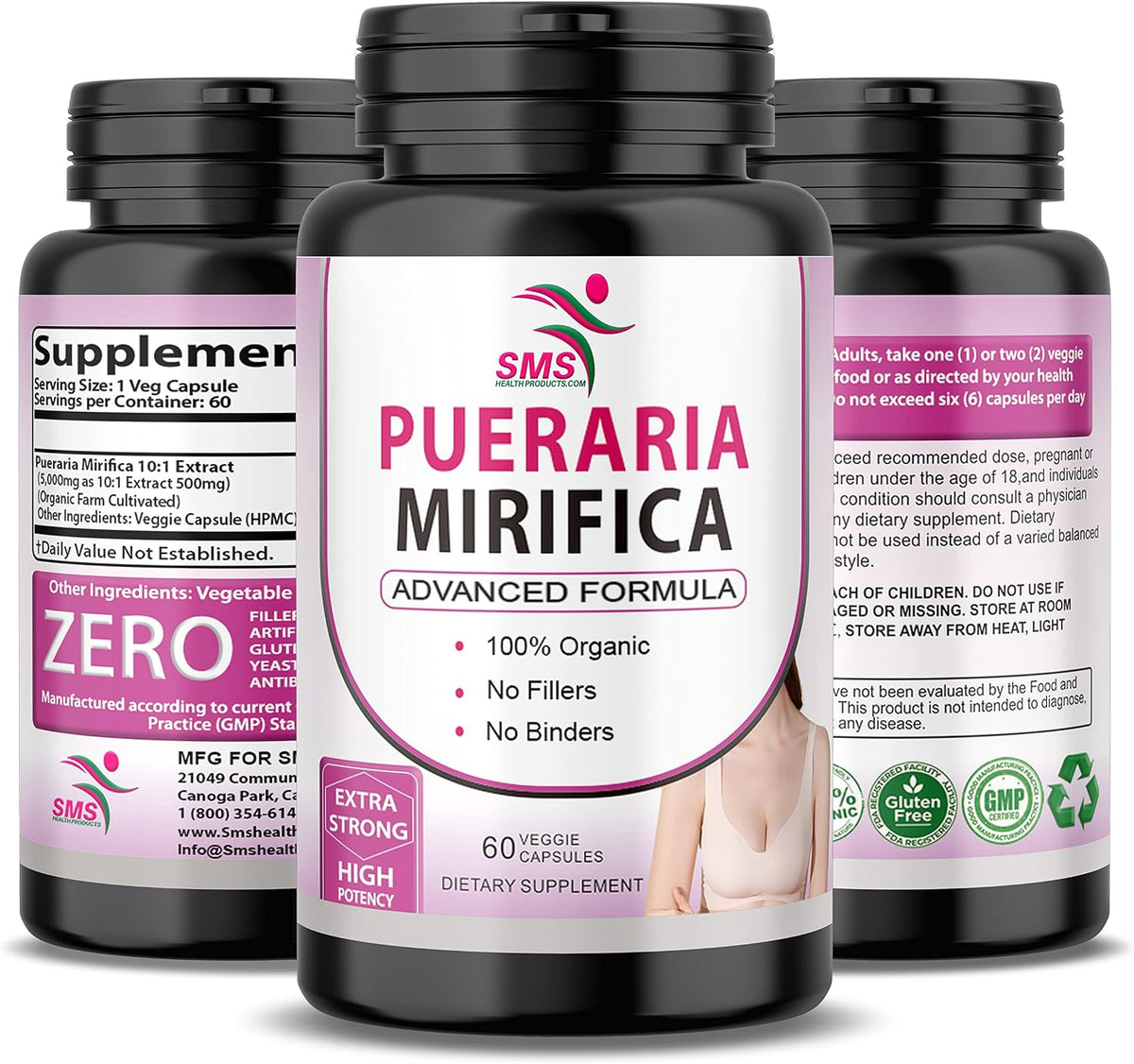 Pueraria Mirifica (Kwao Krua Kao) Supplement Capsules – Pure Root 10:1 Concentrated Extract, Premium Organic, 60 Veggie Capsules - görsel 9