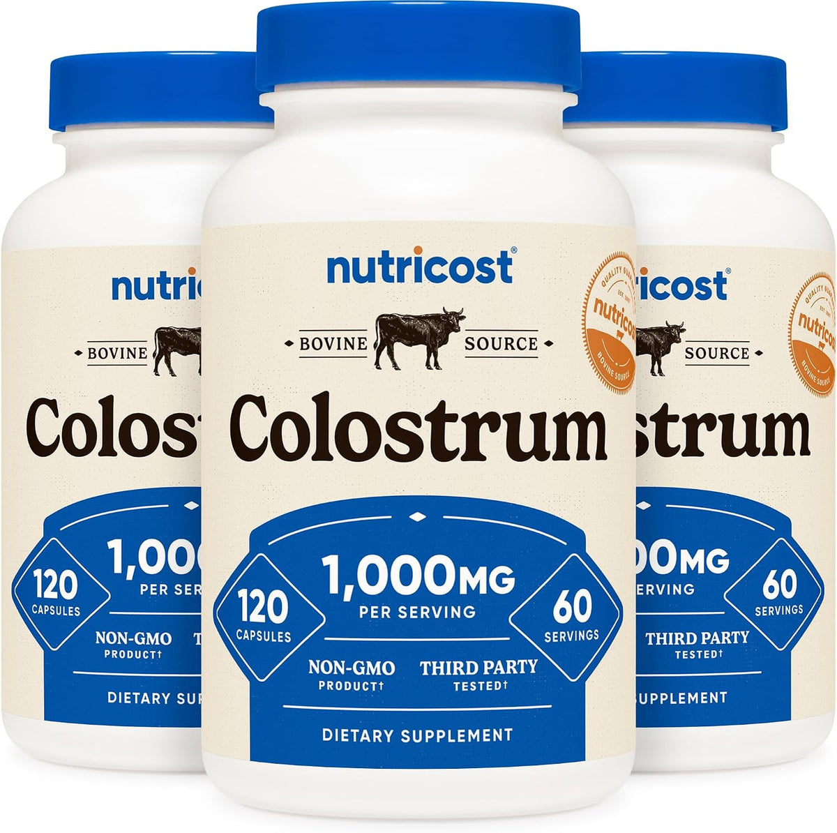 Nutricost Colostrum 1000mg, 120 Capsules, 60 Servings (3 Bottles) - görsel 1