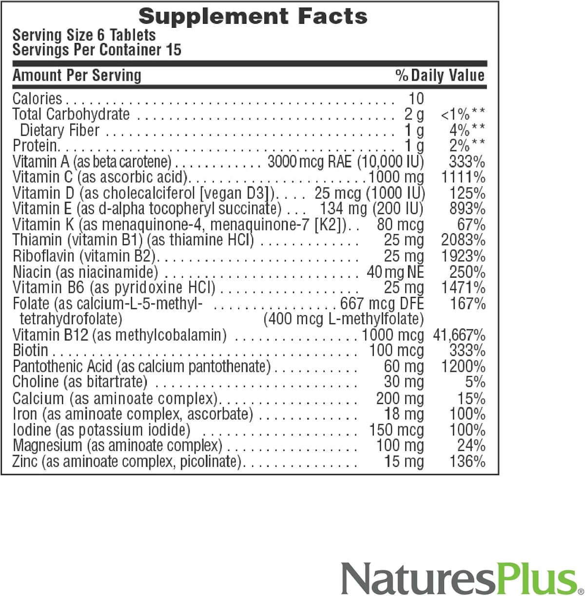 NaturesPlus Source of Life - 90 Mini-Tabs - Multivitamin & Mineral Supplement - görsel 5