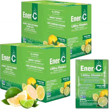 Ener-C Multivitamin Drink Mix with Electrolytes, Lemon & Lime Flavour, 60 Sachets