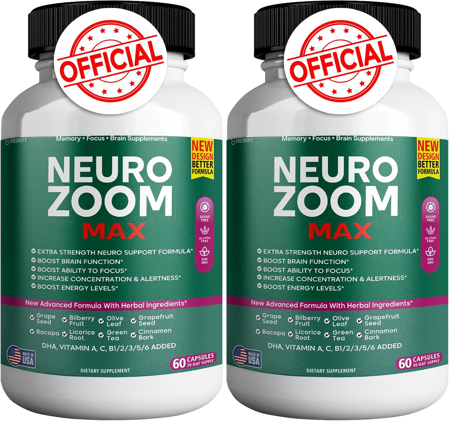 Neuro Zoom Max Extra Strength Brain Support with Herbal Ingredients, 60 Capsules - görsel 7