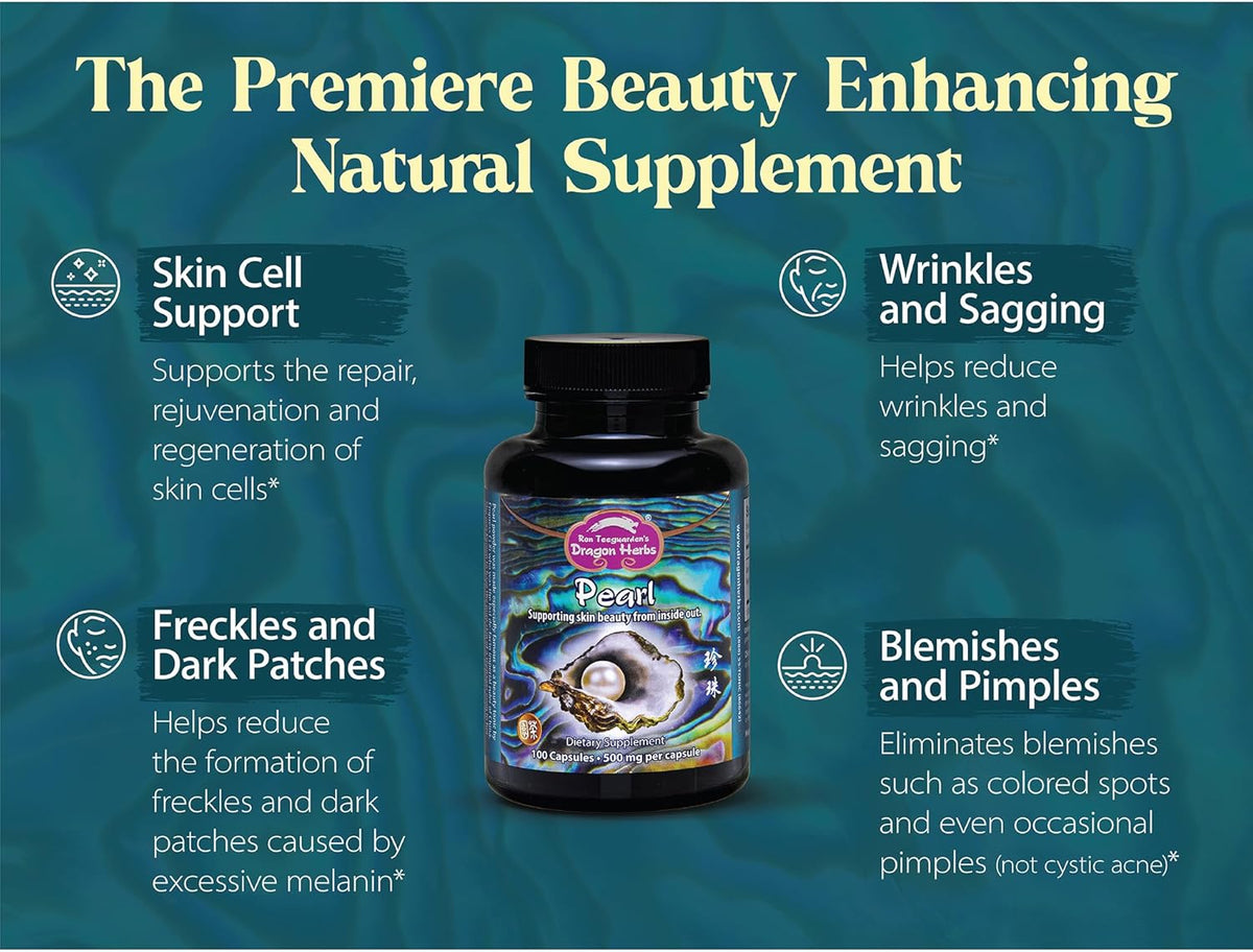 Dragon Herbs Pearl Powder Capsules – Pure Pearl Powder Supplement, 500 mg, 100 Capsules - görsel 2