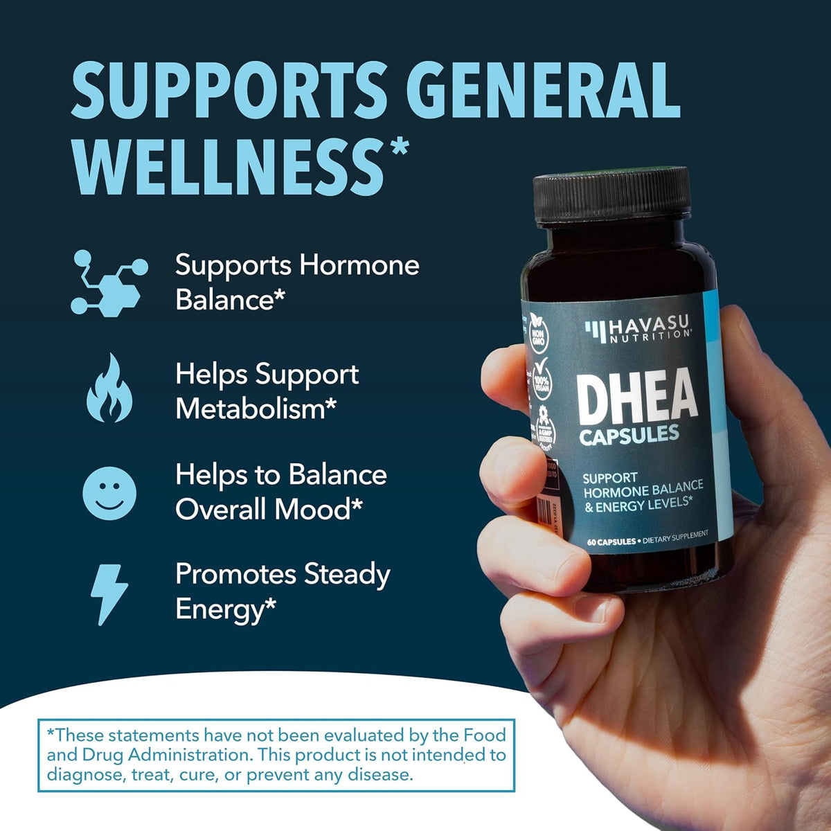 HAVASU NUTRITION DHEA 50mg - Hormone Balance Supplement, 60 Capsules - görsel 4