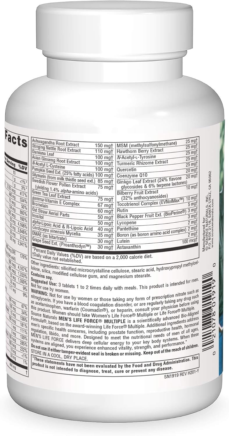 Source Naturals Men's Life Force Daily Multivitamin - 180 Tablets - görsel 2