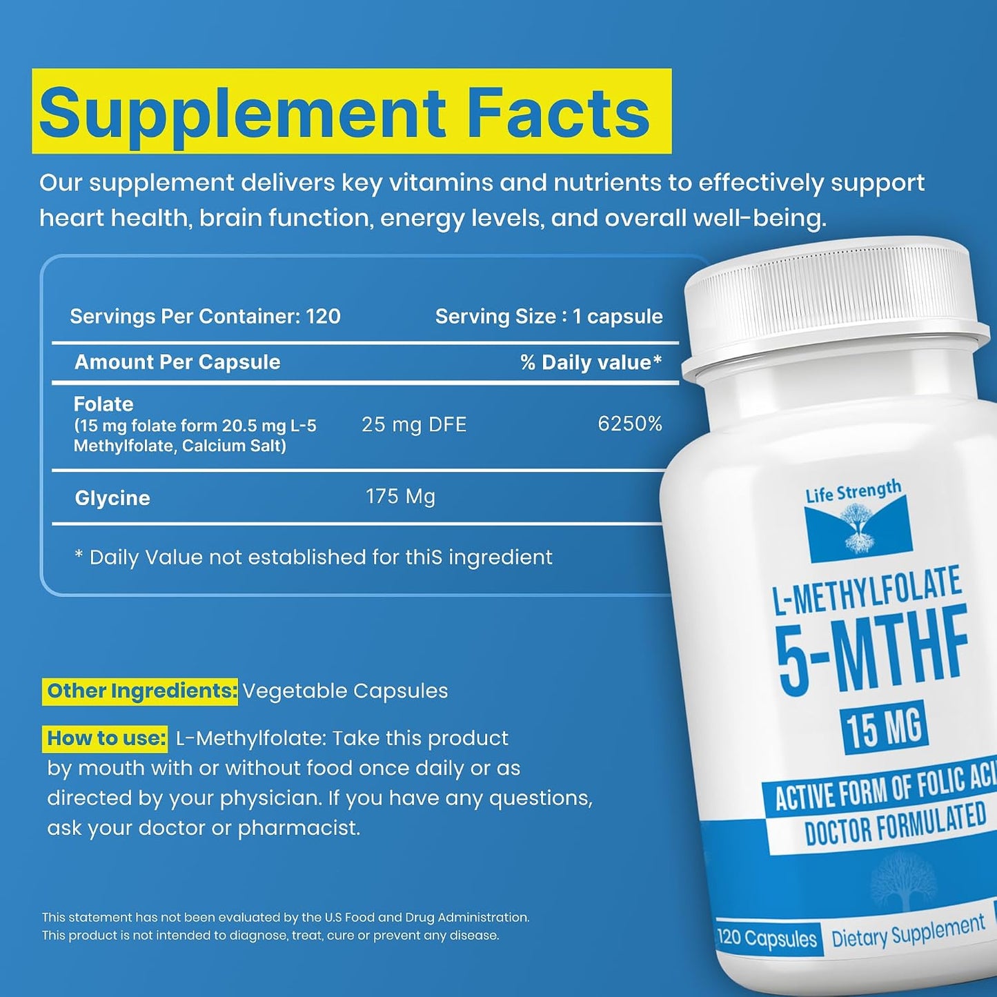 LifeStrength L-Methylfolate 15 mg, 120 Capsules - görsel 2