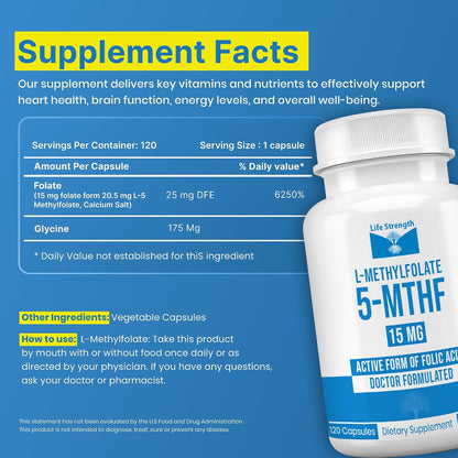 LifeStrength L-Methylfolate 15 mg, 120 Capsules