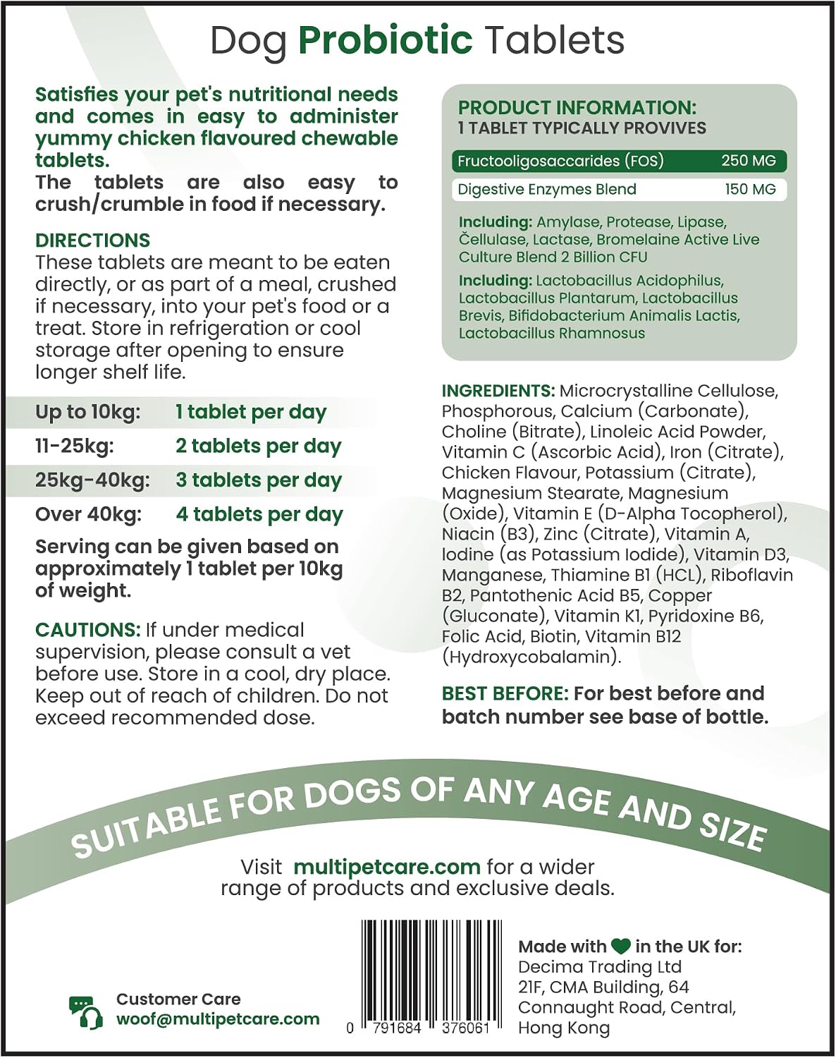 Probiotics for Dogs – 5-Strain 2 Billion CFU + Digestive Enzymes & Prebiotics, Chicken Flavour, 120 Tablets - görsel 5