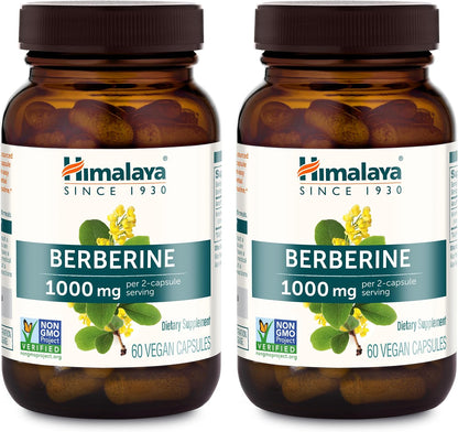 Himalaya Berberine Supplement, 1000 mg per Serving, 60 Vegetarian Capsules