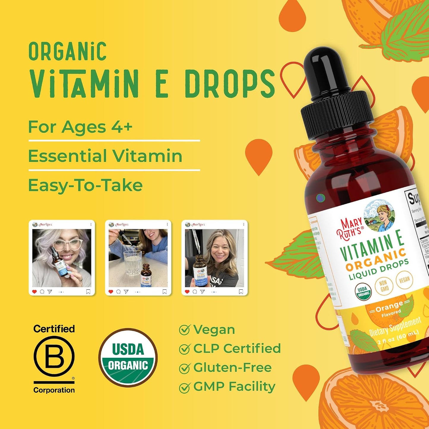 MaryRuth Organics USDA Organic Vitamin E Liquid Drops - 59 ml, 30 Servings - görsel 8