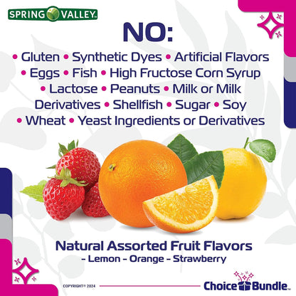 Choice Bundle Spring Valley Sugar Free Vitamin D Gummies 50 mcg (2000 IU) for Bone and Immune Health, 2-Pack (240 Gummies) with Vitamin Guide and Pill Container