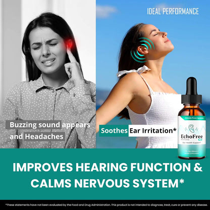 Echo Free Tinnitus Drops – All Natural Ear Health Support Liquid Supplement (3 Pack)