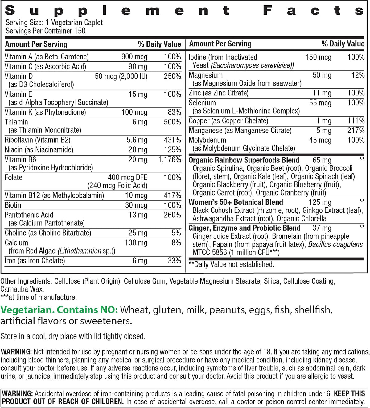 Rainbow Light Women's One+ Multivitamin 50 Plus – 150 Caplets - görsel 2