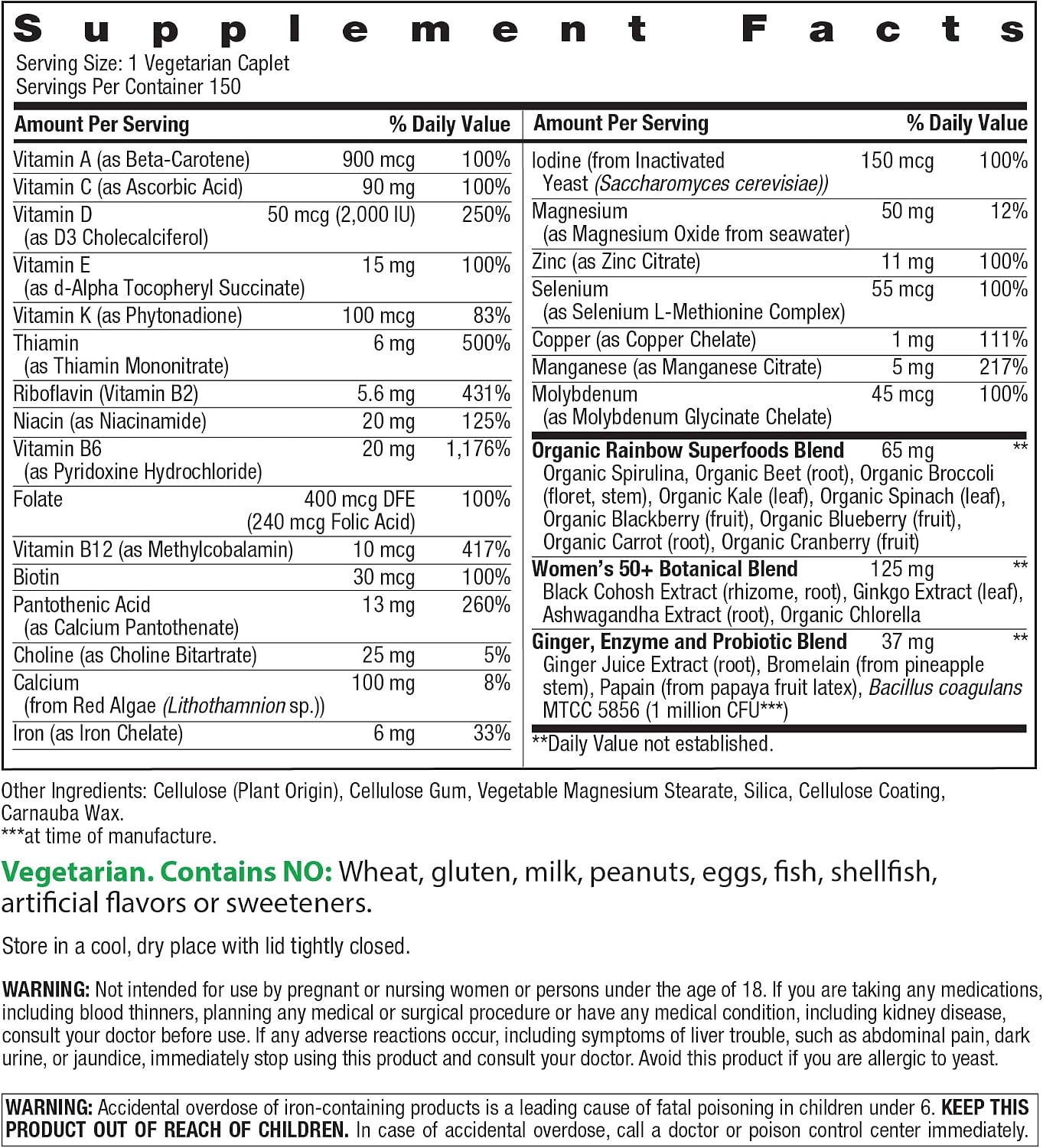 Rainbow Light Women's One+ Multivitamin 50 Plus – 150 Caplets - görsel 2