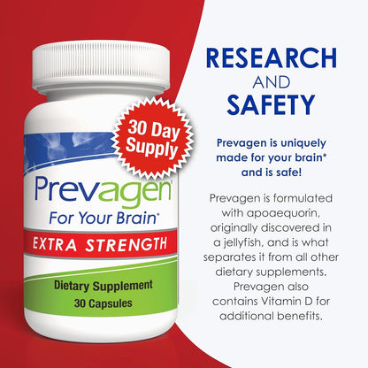 Prevagen Extra Strength – 30 Capsules | 2-Pack | Formulated for Your Brain | 20mg of Apoaequorin Plus Vitamin D3 with 7-Day Pill Organiser