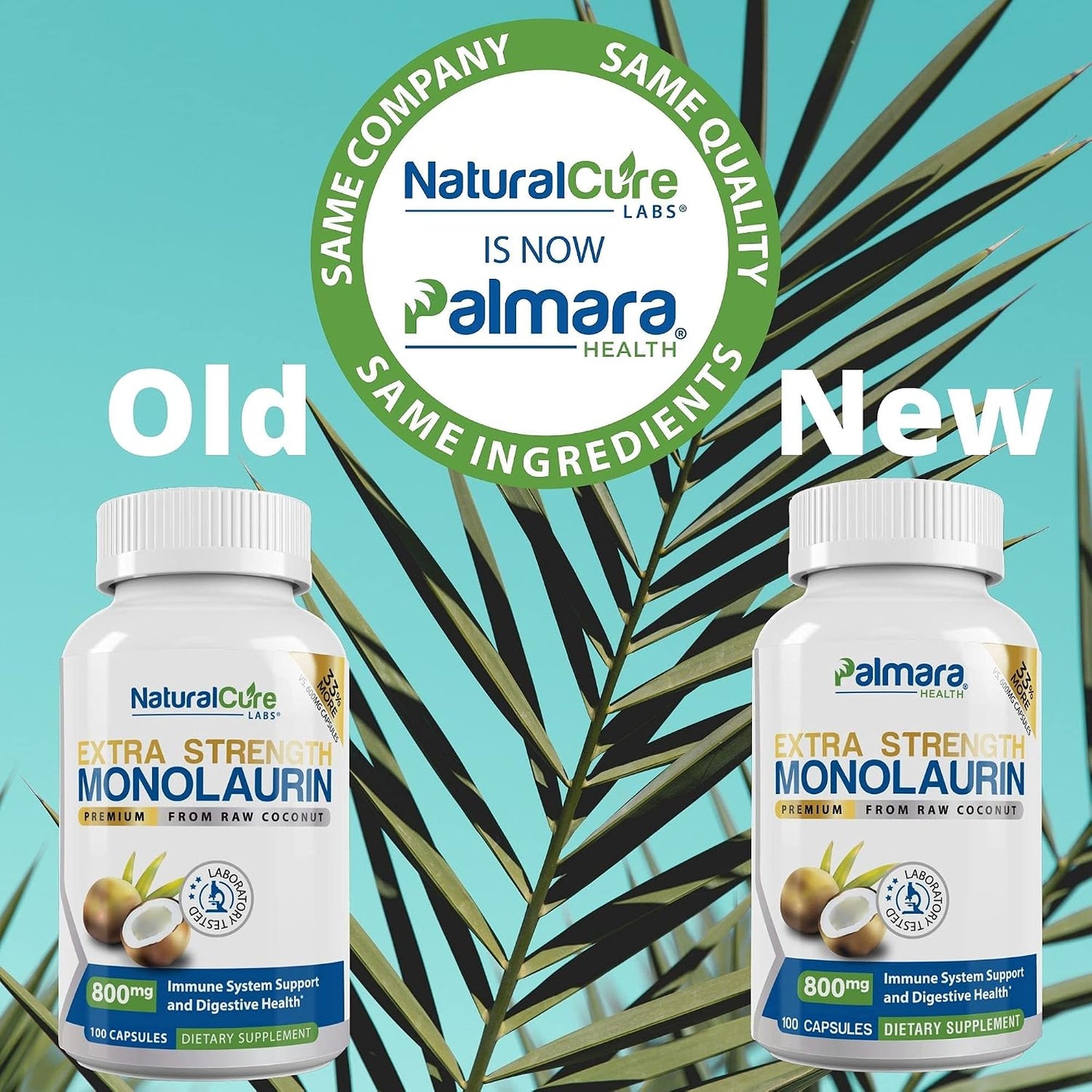 Palmara Health Extra Strength Monolaurin, 1600 mg per Serving, 800 mg per Capsule, 100 Capsules - görsel 2