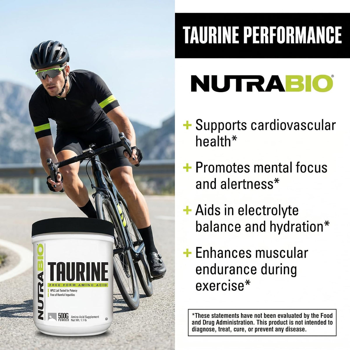 NutraBio Taurine Powder 500g | Pure Free-Form L-Taurine Amino Acid Supplement | Supports Cellular Health, Energy, and Wellness | Non-GMO, USP Grade - görsel 3