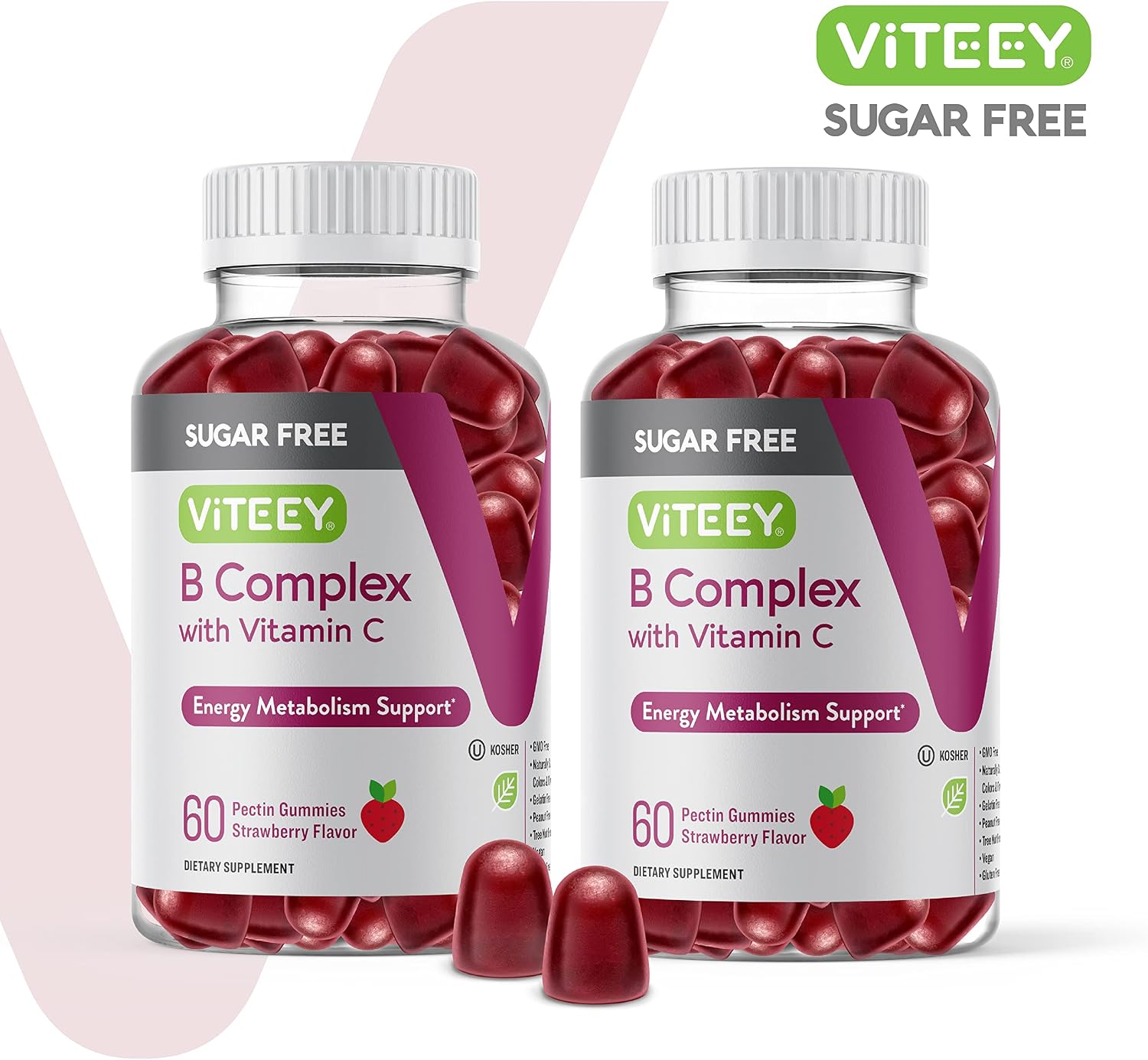 Viteey Vitamin B Complex Gummies with Vitamin C, Sugar Free Chewable Gummy - görsel 2