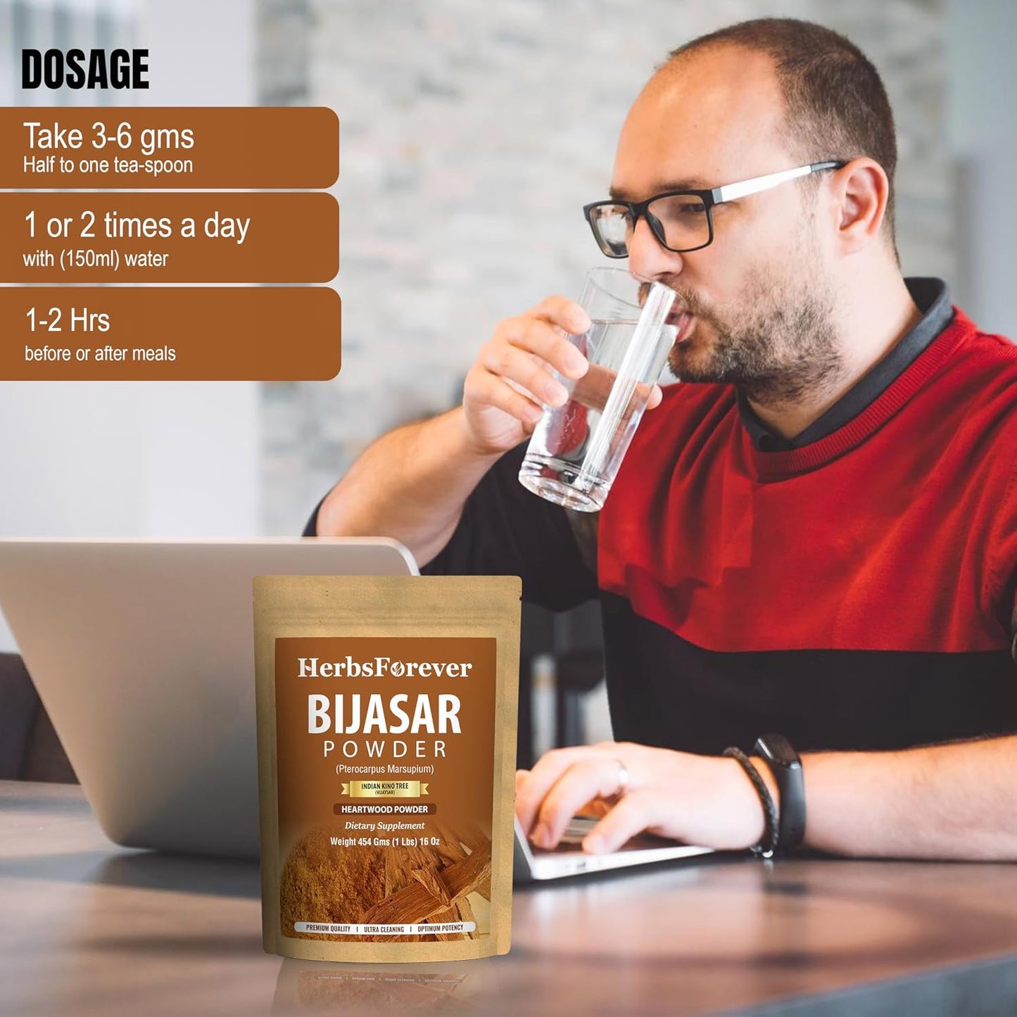 Herbsforever Vijaysar (Pterocarpus Marsupium) Powder - Carb Control, 454 g (16 oz) - görsel 6