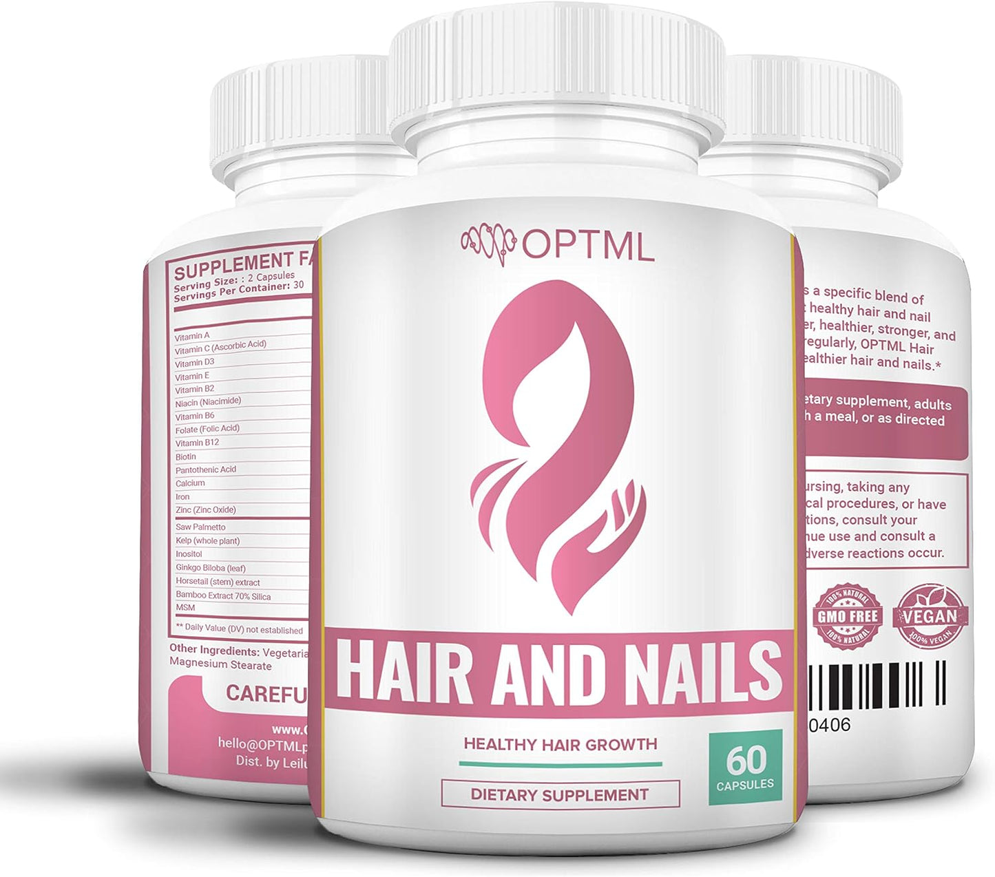 OPTML Hair and Nail Vitamins for Growth and Thickness, with Biotin, 60 Capsules - görsel 7