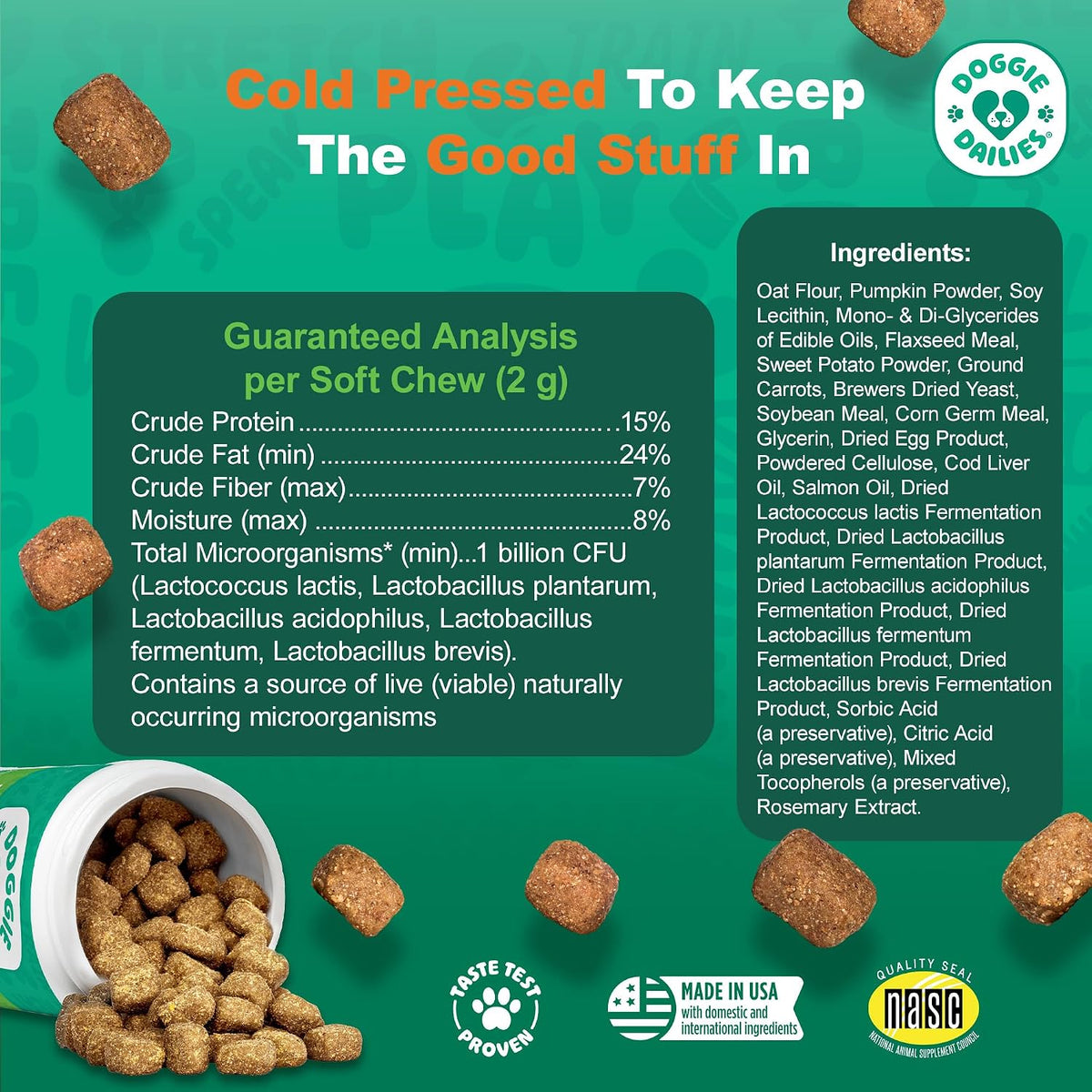 Doggie Dailies Probiotics for Dogs – Advanced Dog Probiotics with Prebiotics – Promotes Digestive Health – Supports Immune System (Pumpkin) 225 Soft Chews - görsel 4