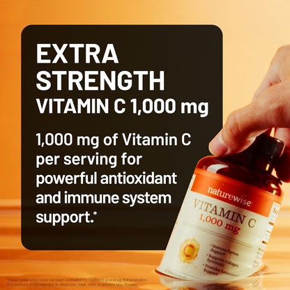 NatureWise Vitamin C 1000 mg Capsules – Extra Strength Vegan Supplement, 60 Capsules