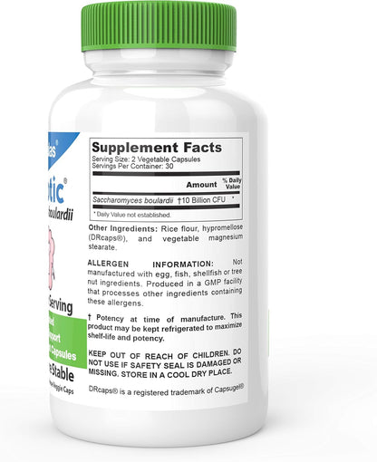 DrFormulas Saccharomyces Boulardii Probiotic 10 Billion CFUs - Immune & Digestive Support - 60 Acid-Resistant Capsules