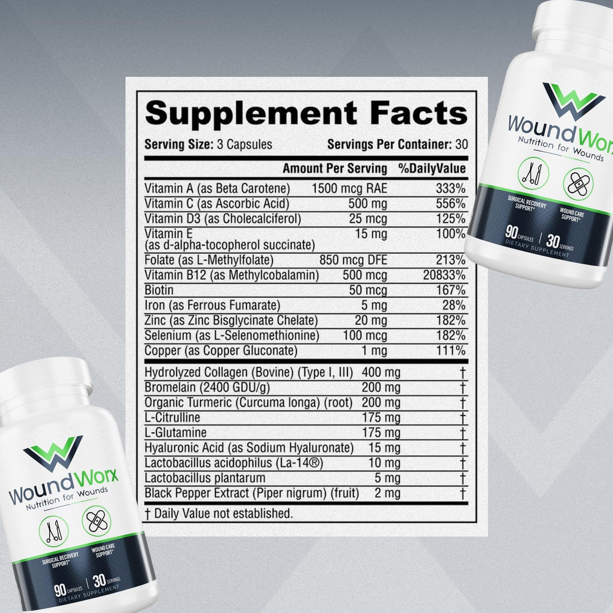 Free Life Labs WoundWorx Nutrition-Scar and Surgery Support, 90 Capsules – Image 3