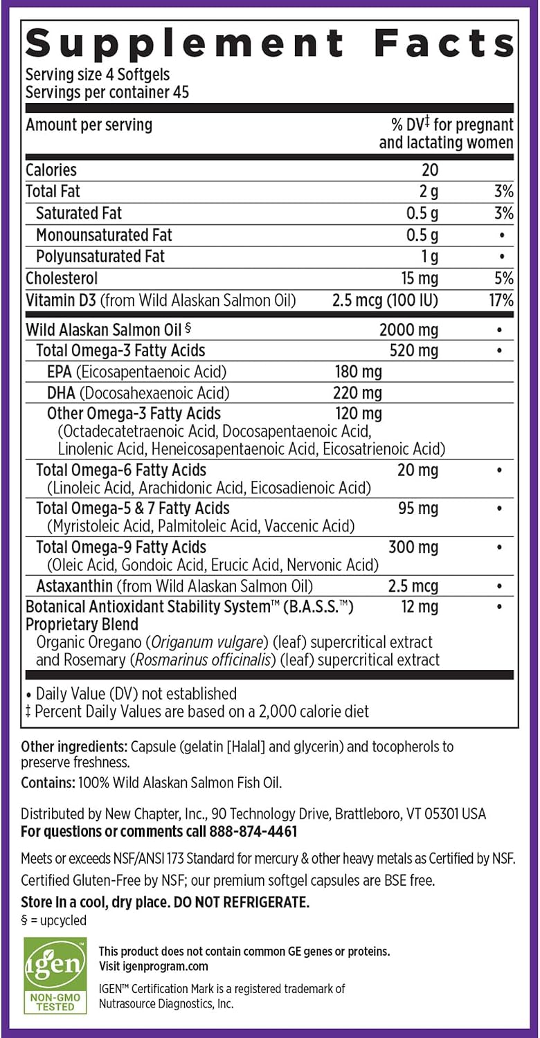 New Chapter Wholemega for Mum: Prenatal DHA Fish Oil with Omega-3 & Vitamin D3, 180 Softgels - görsel 6