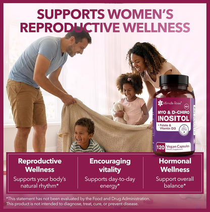 Intimate Rose Myo-Inositol & D-Chiro Inositol Supplement with Folate and Vitamin D - 40:1 Ratio Capsules