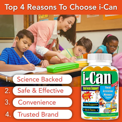 I-Can Kids Focus Gummies with Omega-3 DHA